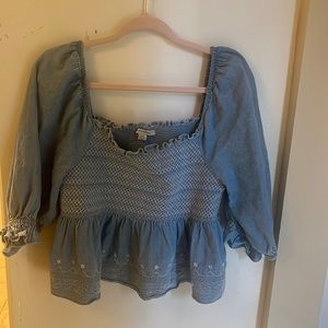 American Eagle Cropped Denim Top